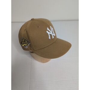NY Yankees Fitted Pink Brim And Beige 1996 World Series - Size 7 3/8 New Era